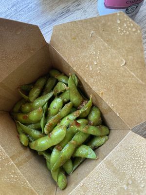 Garlicky edamame  at Kensho in Westminster