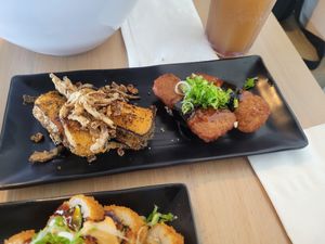 Spam,Salmon Nigiri at Kensho in Westminster