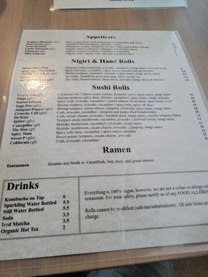 Menu at Kensho in Westminster