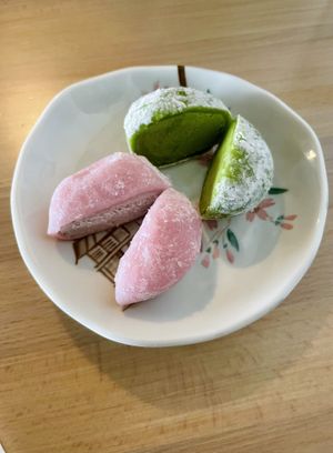 Mochi ice cream - Strawberry | Matcha Green tea  at Kensho in Westminster