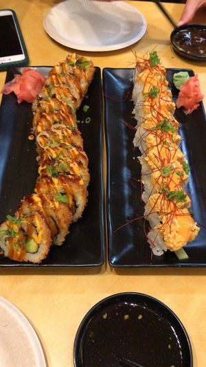 Left: crunchy Cali right: spicy yoga at Kensho in Westminster