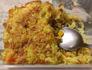 Pineapple Fried Rice - takeaway (half eaten) at True Veggie 实斋 in Central Singapore