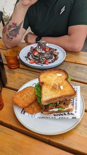 CLT - huge, pancakes - regular at Crux in Semaphore