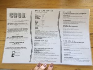 Menu at Crux in Semaphore