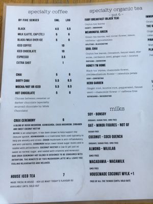 New menu 2 at Crux in Semaphore