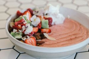 STRAWBERRIES & CREAM SMOOTHIE BOWL at Crux in Semaphore