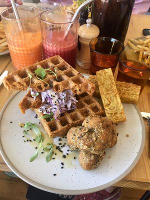 Chick'n and Waffles old menu I believe. at Crux in Semaphore