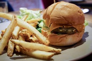 burger at POP vegan in Hong Kong Island