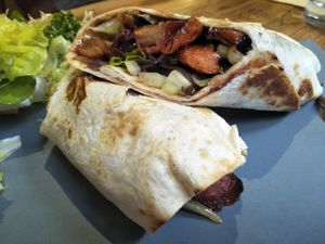 Char siu wrap at POP vegan in Hong Kong Island