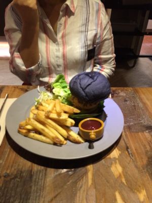 "Chicken" burger at POP vegan in Hong Kong Island