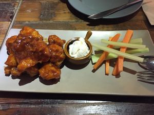 Buffalo wings (cauliflower) at POP vegan in Hong Kong Island