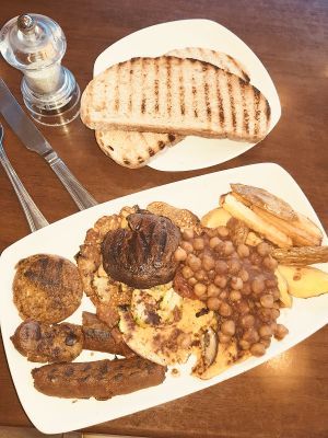 Vegan Breakfast with side portion of home cut chips & Spelt bread  at The Electric Vegan in Dublin