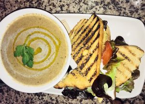 Falafel sandwich & soup of the day  at The Electric Vegan in Dublin