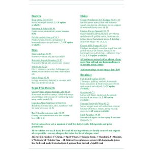 Updated menu (daily/weekly special dishes, meal deals & price promotions also available)  at The Electric Vegan in Dublin