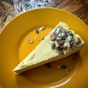 raw mango and cumaru pie. without suggar, gluten free at Veg To Go in Sao Paulo