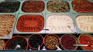 Election of dishes.  at Syrisch Eethuis Moushmoush in Arnhem