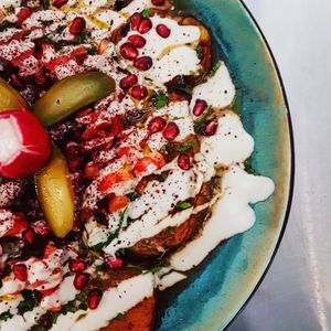 Many eggplant dishes. at Syrisch Eethuis Moushmoush in Arnhem