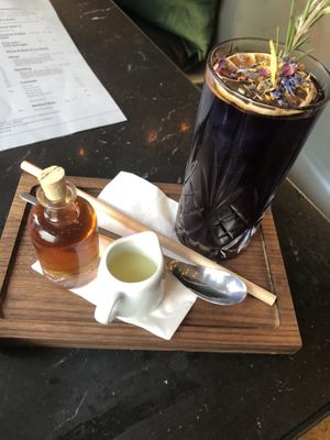 Butterfly pea iced tea  at Venue in Prague