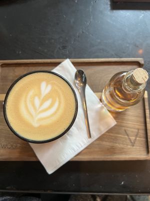 Oat milk cappuccino   at Venue in Prague