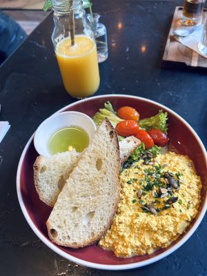 Tofu scramble, fresh OJ  at Venue in Prague
