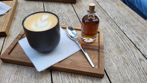 Cappuccino with oat milk at Venue in Prague