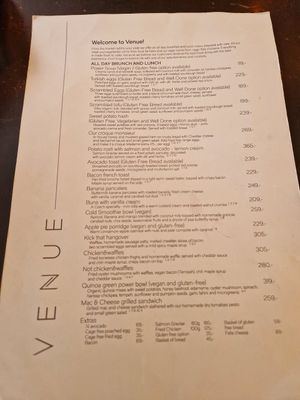 Menu at Venue in Prague