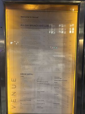 Menu  at Venue in Prague