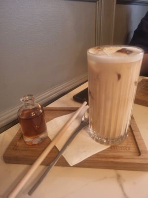 Iced coffee with oat milk at Venue in Prague