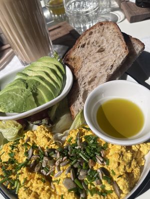 Very very good Tofu scramble with avo on the side   at Venue in Prague