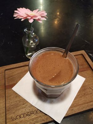 Hot chocolate with almond milk is sooooo chocolaty! at Venue in Prague