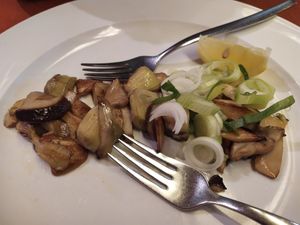 Mushrooms and baby artichokes 🍄 at Wrenkh Restaurant in Vienna