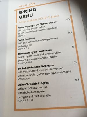 Spring menu June 2023 at Wrenkh Restaurant in Vienna