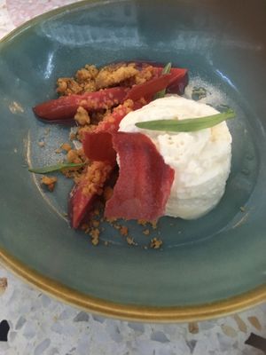 White chocolate mousse at Wrenkh Restaurant in Vienna