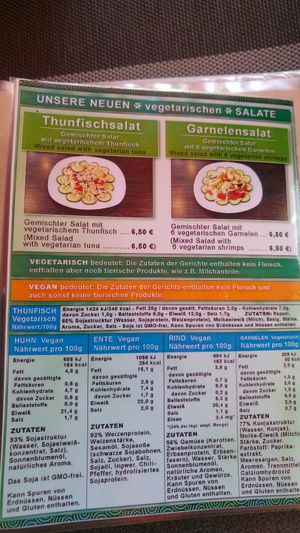 Veggie Menu at Saigon Rice in Mainz