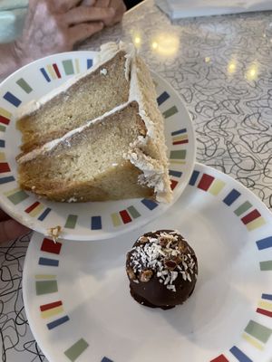 Coconut Cake and Italian Creme Cake Pop. at Spiral Diner & Bakery in Dallas