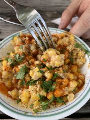 Elote in a cup  at Spiral Diner & Bakery in Dallas