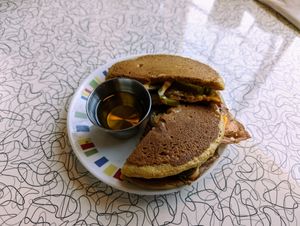 Stuffed pancakes. at Spiral Diner & Bakery in Dallas