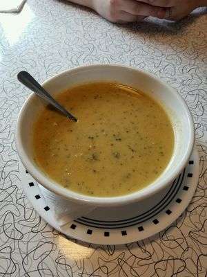 Broccoli and Cheese soup at Spiral Diner & Bakery in Dallas