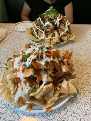 Spicy buffalo chick’n nachos  at Spiral Diner & Bakery in Dallas