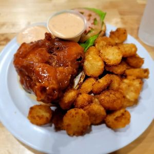 Buffalo cauliflower sandwich at Rutabagas in Lincoln