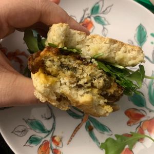 The seitan chicken from rutabagas! I’m not sure if it’s still on the menu but I loved it in a biscuit *drool*  at Rutabagas in Lincoln