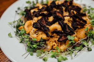 Shiitake Bacon Mac N Cheese at Rutabagas in Lincoln