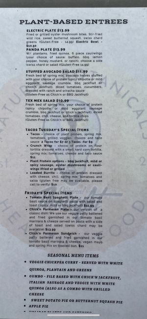 Menu closeup  at Original Thought NOLA in New Orleans