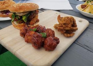 Oyster Mushroom Burger 
BBQ Cauliflower 
Fried Oyster Mushroom Bites  at Original Thought NOLA in New Orleans