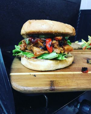 BBQ Jackfruit “pulled p0rk” sandwich  at Original Thought NOLA in New Orleans