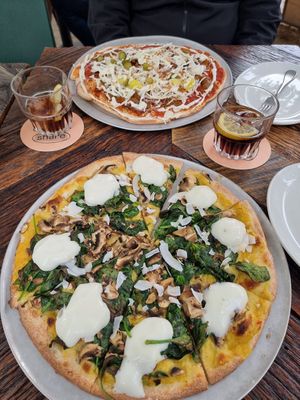 Dirty vegan and las vega at the terrace at Otomat in Bruges