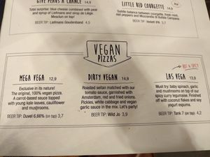 Menu at Otomat in Bruges