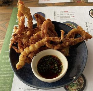 New vg chili ‘squid’ (oyster mushrooms) is delicious!! at Wagamama - New St in Birmingham