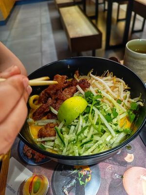 Vegan chicken noodles at Wagamama - New St in Birmingham
