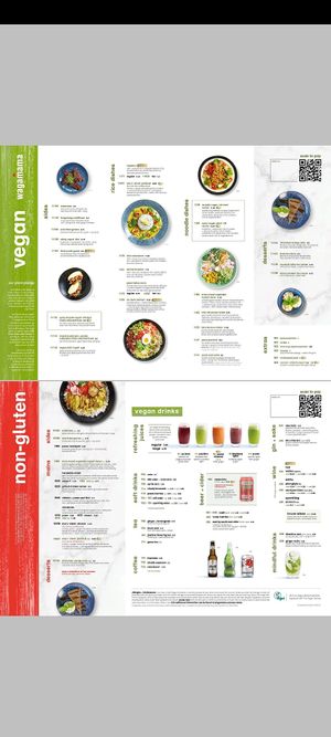 Vegan food menu. at Wagamama in Bury St Edmunds